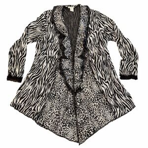 Alberto Makali Animal Print Ruffle Top‎ | Zebra Leopard Mix | Size XL